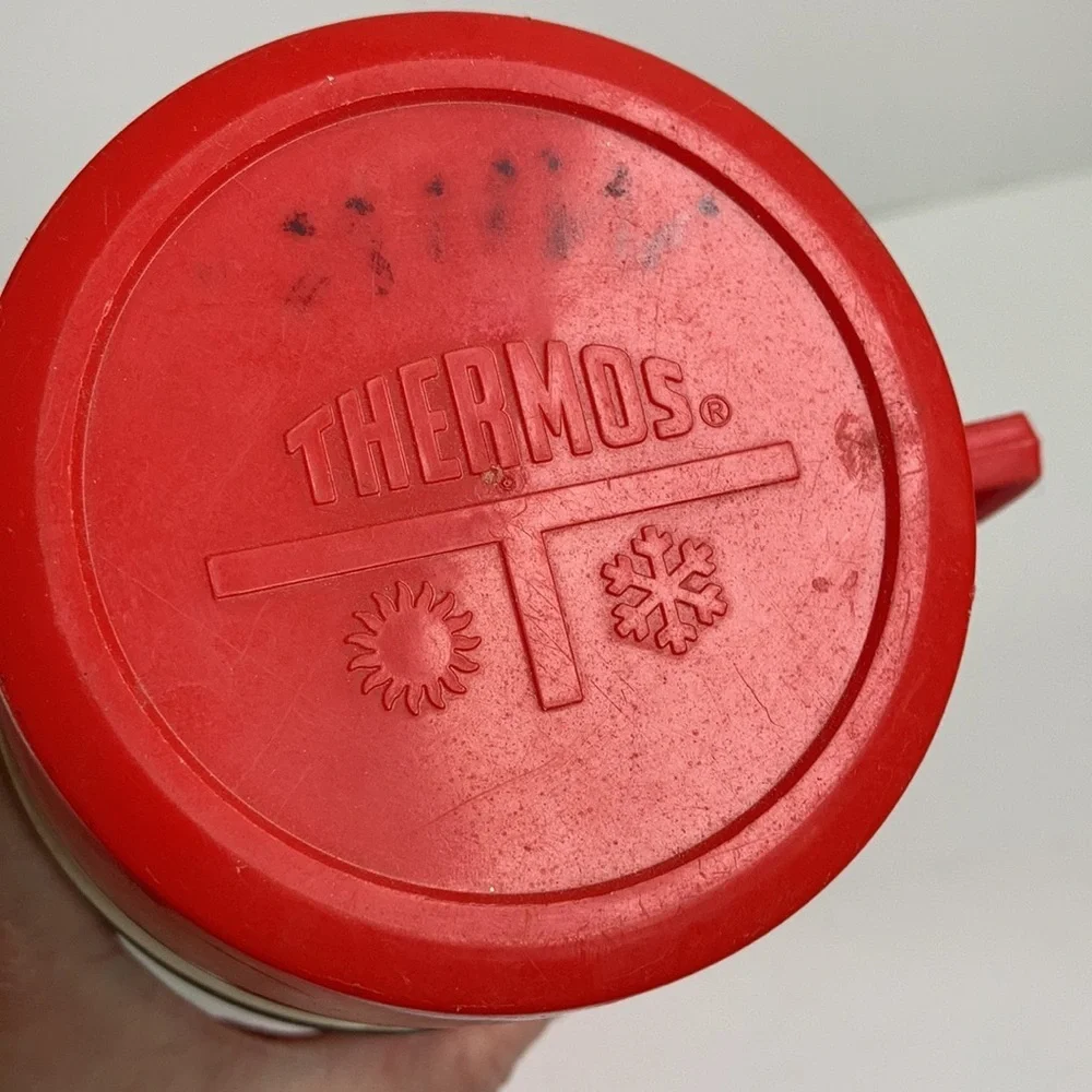 Vintage Thermos brand thermos red stripe 1974 King-Seeley Thermos Co.